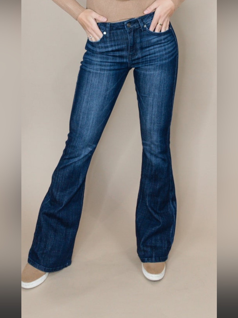 KanCan Dark Blue High-Rise Flare Jeans